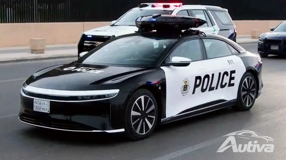 Vehículo de patrulla de la policía de Lucid Air en Arabia Saudita - fuente: Lucid Motors