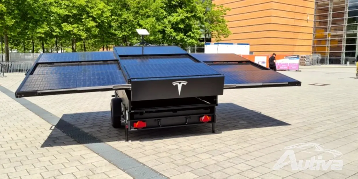 Tesla onthult een range-extender-trailer op zonne-energie uitgerust met Starlink