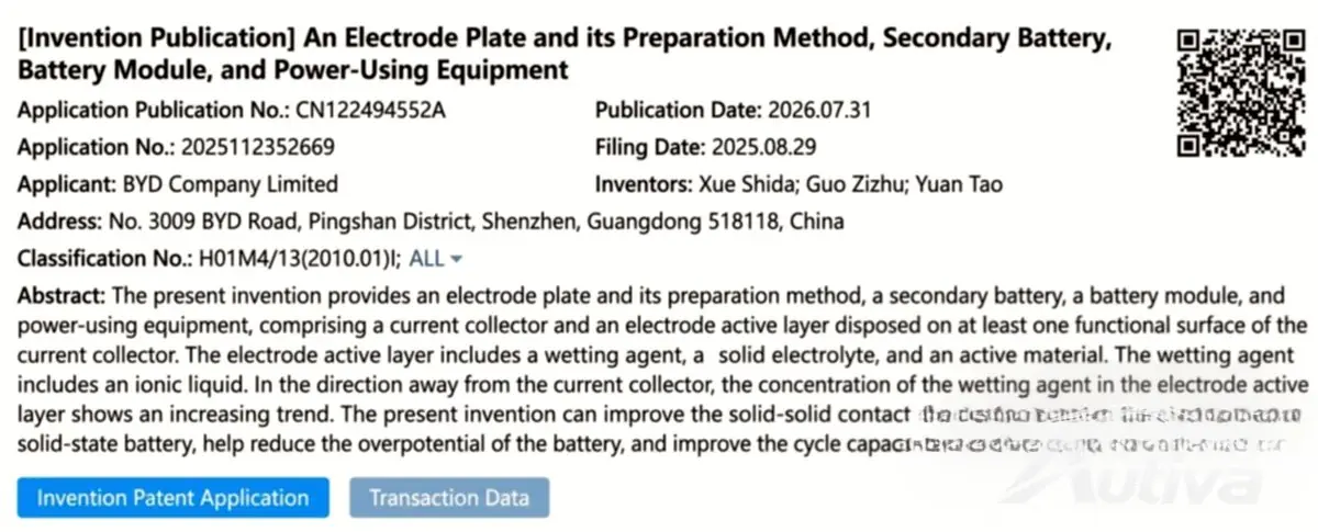BYD lancia un piano per batterie a stato solido a doppio elettrolita, la cui produzione è prevista per il prossimo anno 5