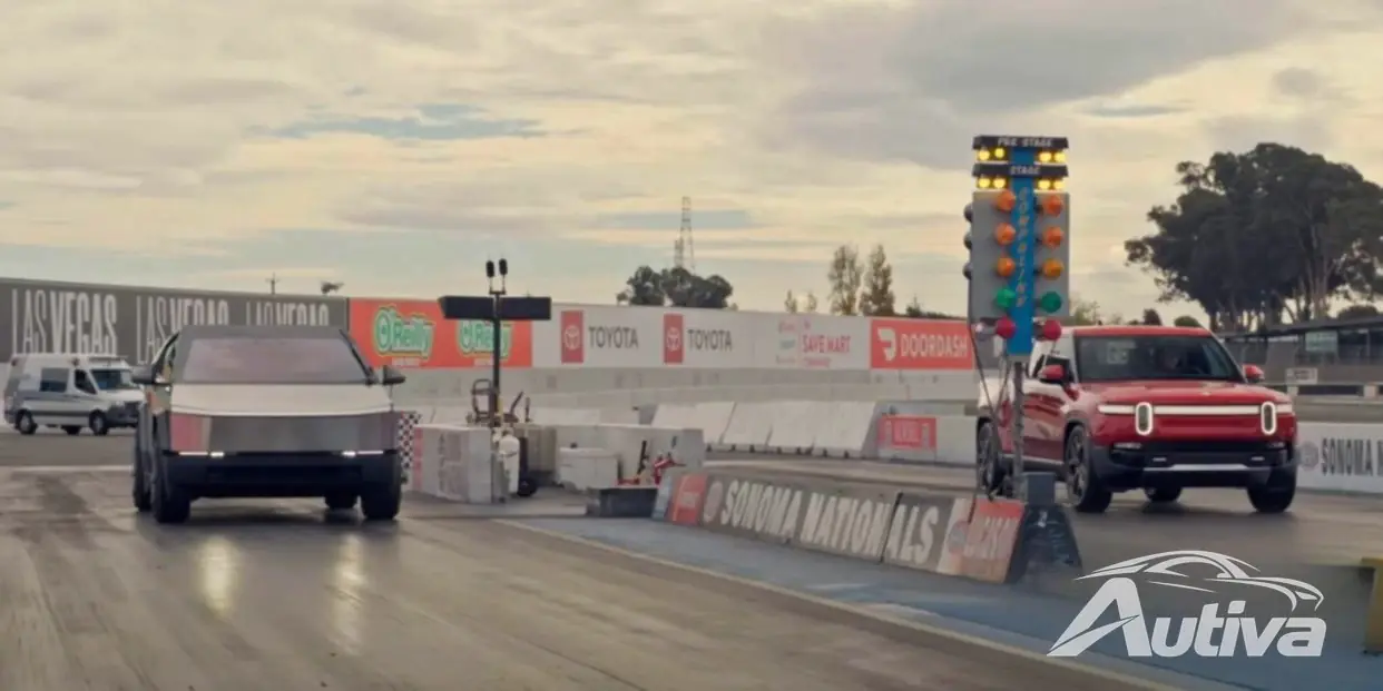Cybertruck domineert Rivian R1T en Hummer EV in Epic Drag Race