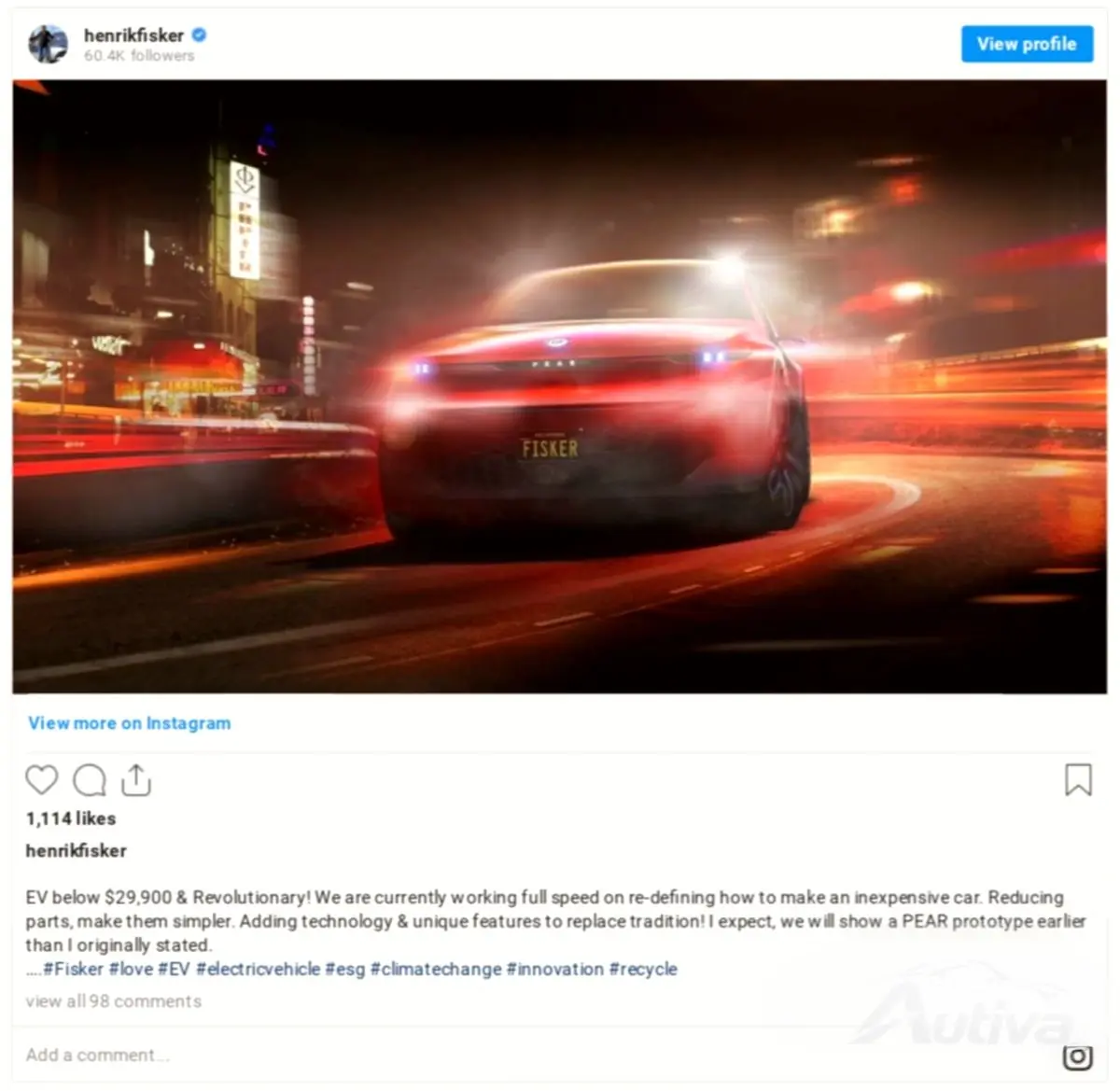 Instagram의 Henrik Fisker가 게시한 원본 게시물