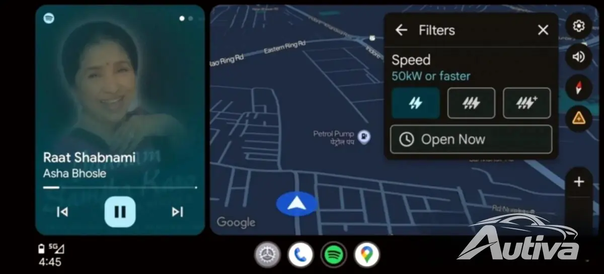Vitesse de la station de recharge EV dans Google Maps sur Android Auto