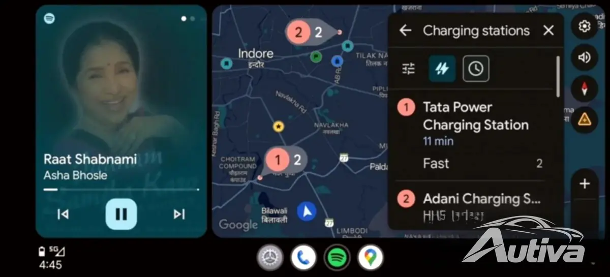 Android Auto의 Google 지도에 표시되는 EV 충전소 속도