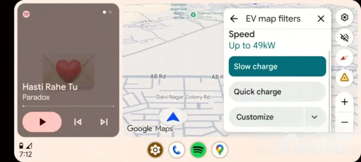 Aanpassing van de laadsnelheid van elektrische voertuigen in Google Maps op Android Auto
