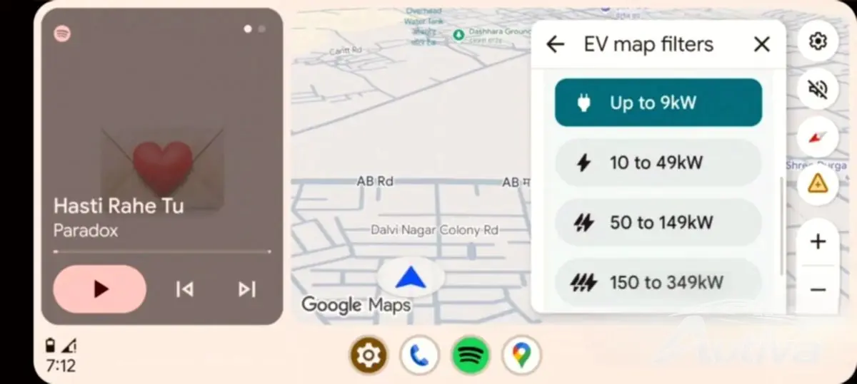 Aanpassing van de laadsnelheid van elektrische voertuigen in Google Maps op Android Auto