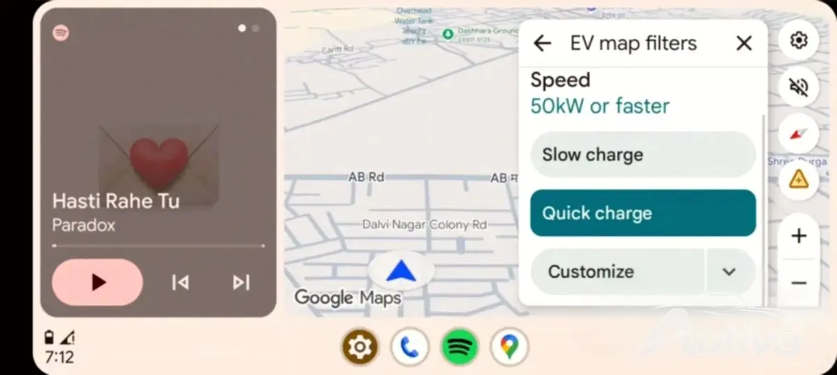 Tilpasning av EV-ladehastighet i Google Maps på Android Auto
