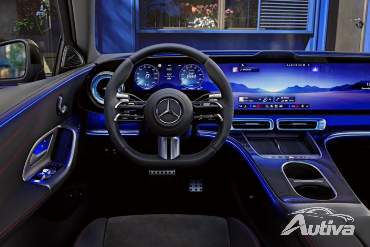 Wnętrze zupełnie nowego, w pełni elektrycznego Mercedesa Klasy C