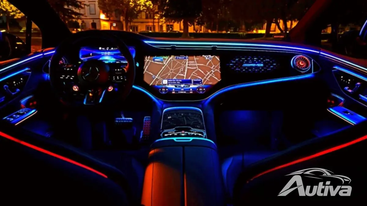 Интерьер AMG EQE ночью