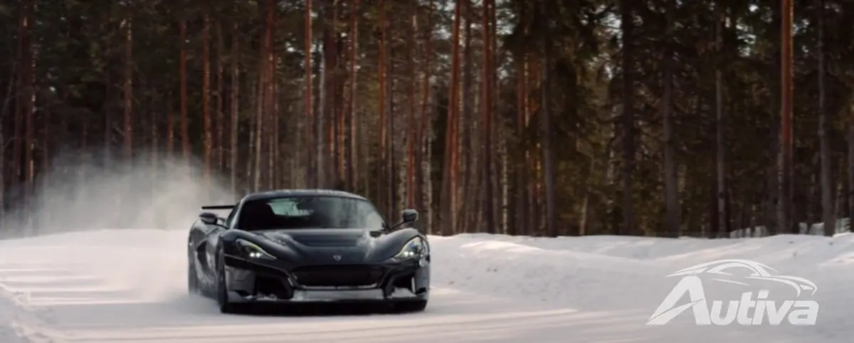Rimac Nevera under vintertesting i Sverige