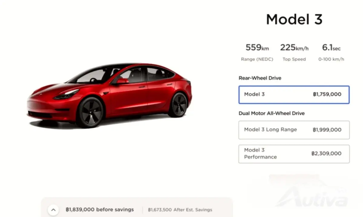 Tesla Model 3 y Model Y lanzados oficialmente en Tailandia
