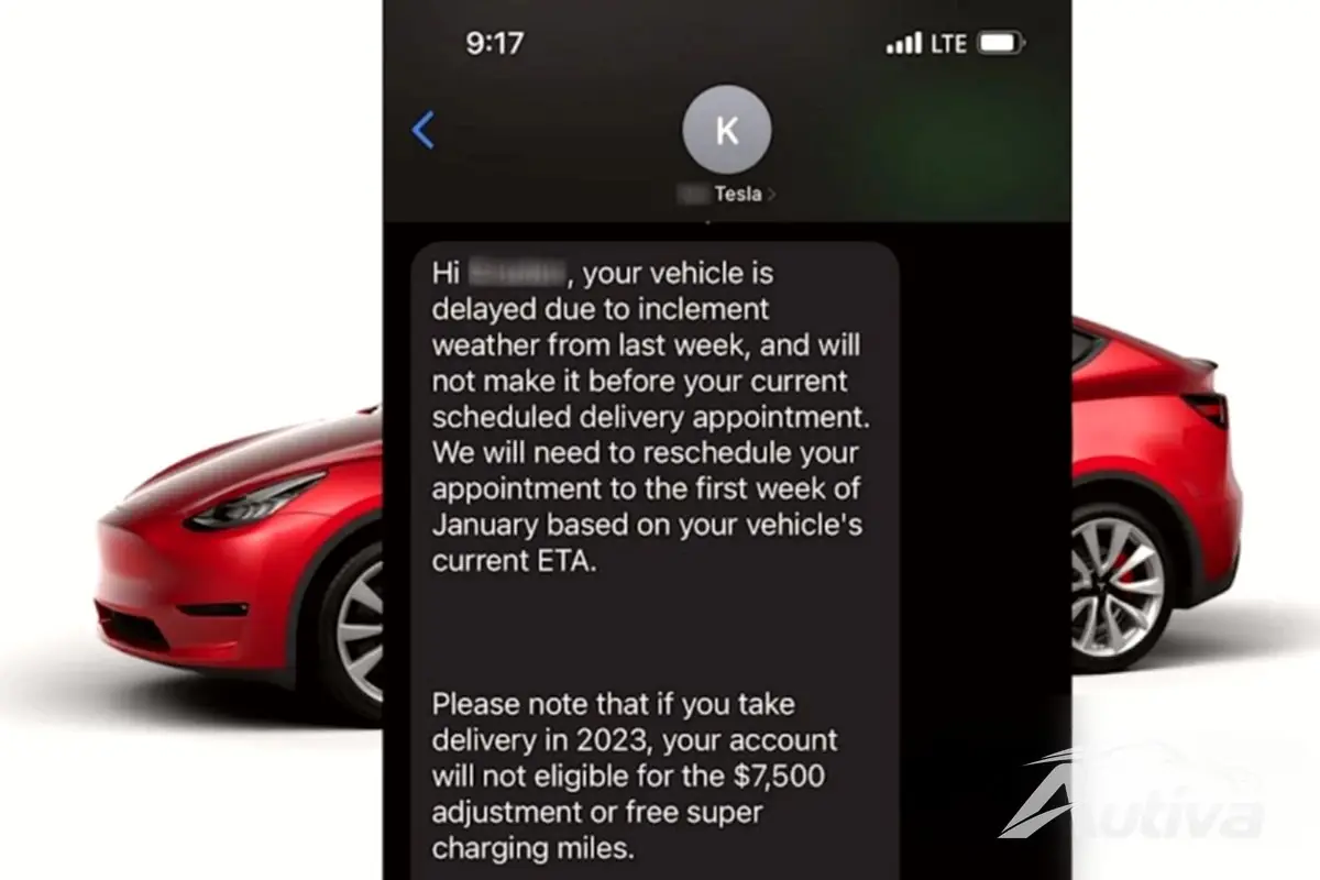 Skjermbilde av den originale meldingen fra Tesla Skjermbilde av den originale meldingen fra Tesla