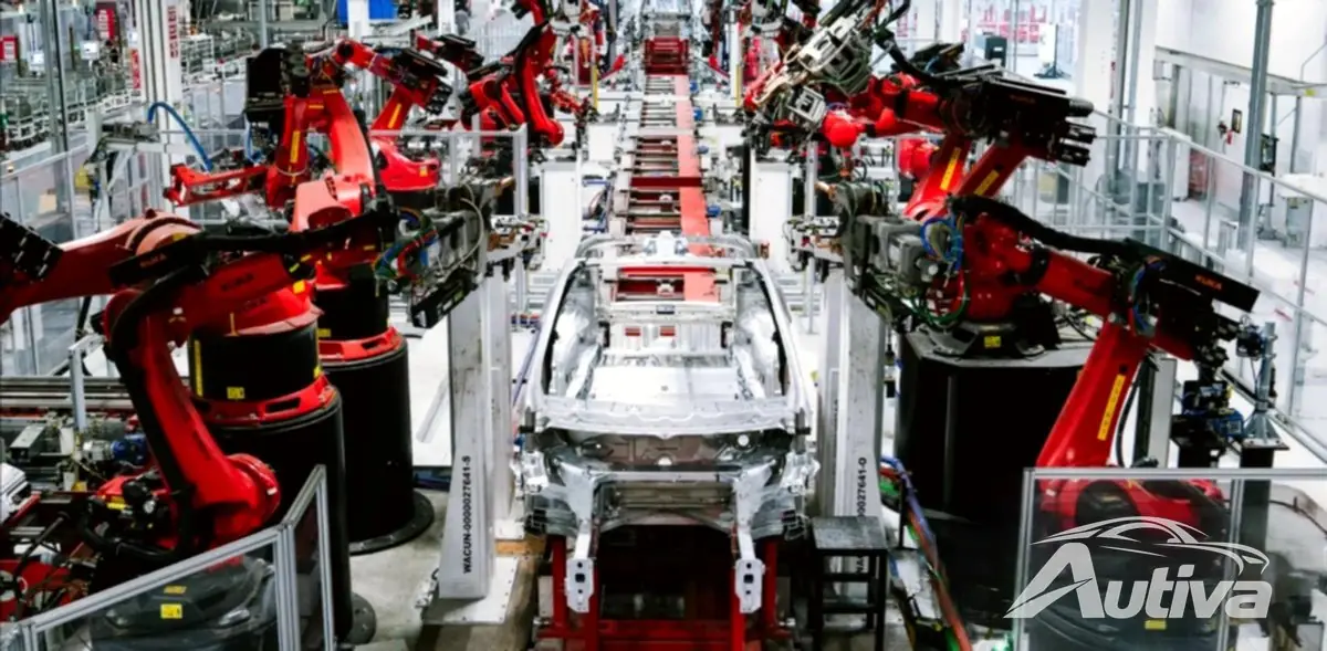 La chaîne de production Giga Shanghai de Tesla La chaîne de production Giga Shanghai de Tesla