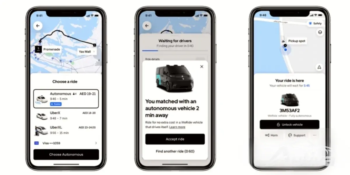 Uber og WeRide lanserer ekte sjåførløs taxitjeneste i Abu Dhabi