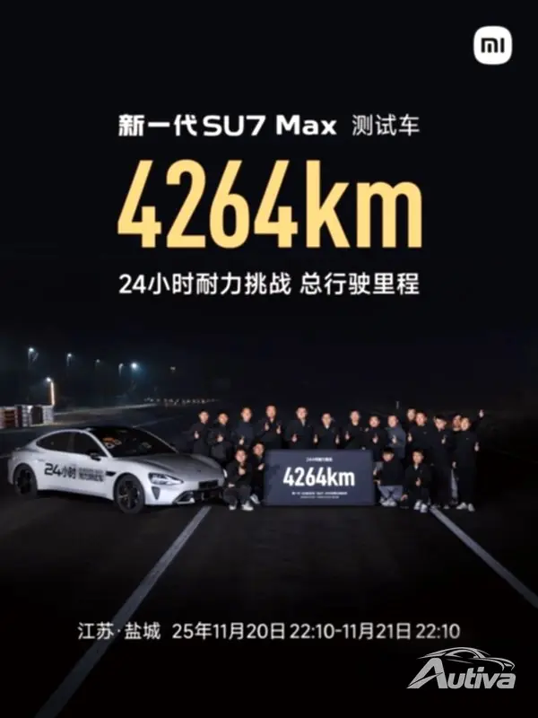 Xiaomi SU7 Max가 24시간 내구성 기록을 경신했습니다. - 출처: Xiaomi Xiaomi SU7 Max가 24시간 내구성 기록을 경신했습니다. - 출처: Xiaomi